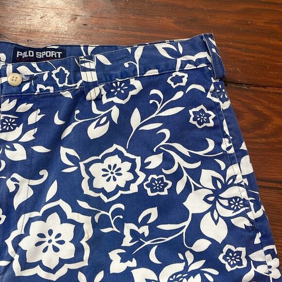 Vintage Polo Sport Ralph Lauren Hawaiian floral print flat front chino shorts 36 - Picture 2 of 7